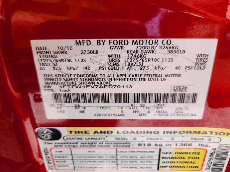 Aukcja sprzedaży 2010 Ford F150, vin: 1FTFW1EV7AFD79113, numer aukcji: 53089826
