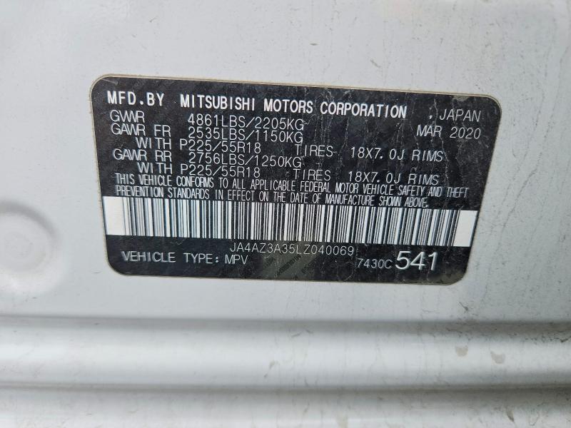 Продажа на аукционе авто 2020 Mitsubishi Outlander, vin: JA4AZ3A35LZ040069, номер лота: 53169866