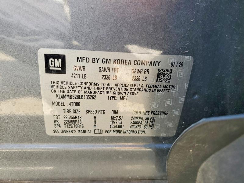 52476846 :رقم المزاد ، KL4MMBS28LB135262 vin ، 2020 Buick Encore Gx مزاد بيع