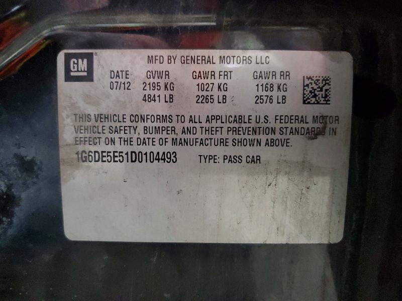 2013 Cadillac Cts მანქანა იყიდება აუქციონზე, vin: 1G6DE5E51D0104493, აუქციონის ნომერი: 54424366
