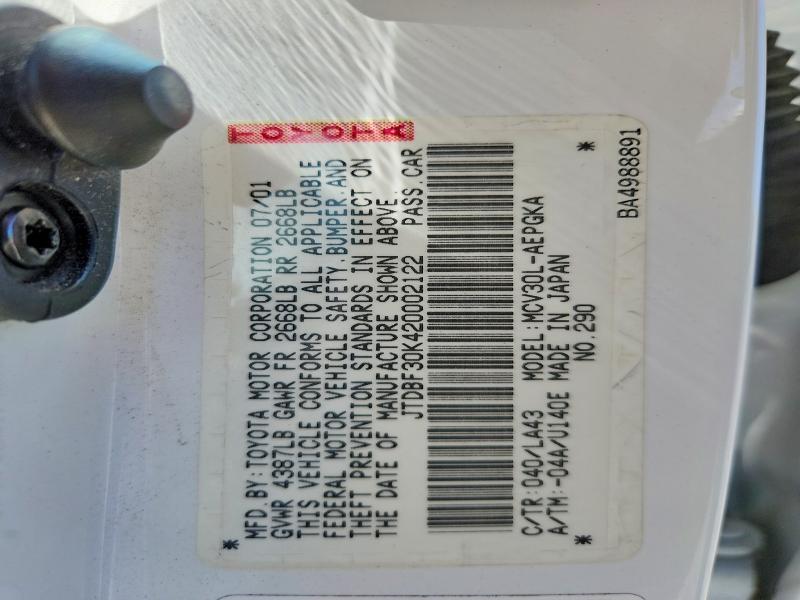 Продажа на аукционе авто 2002 Toyota Camry, vin: JTDBF30K420002122, номер лота: 53522386