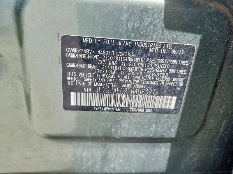 54730286 :رقم المزاد ، JF2SJAEC2EH466327 vin ، 2014 Subaru Forester مزاد بيع