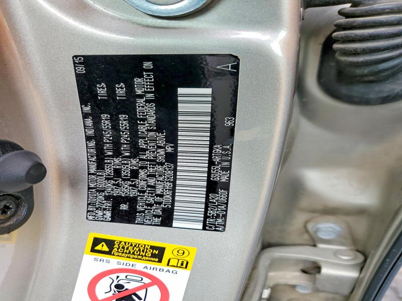 53759156 :رقم المزاد ، 5TDDKRFH9FS208137 vin ، 2015 Toyota Highlander مزاد بيع
