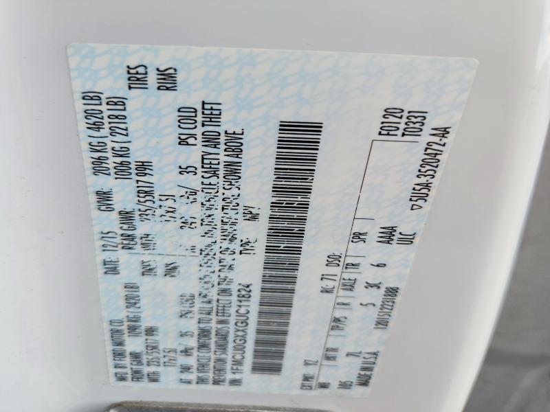 Продаж на аукціоні авто 2016 Ford Escape, vin: 1FMCU0GXXGUC11824, номер лоту: 52925766