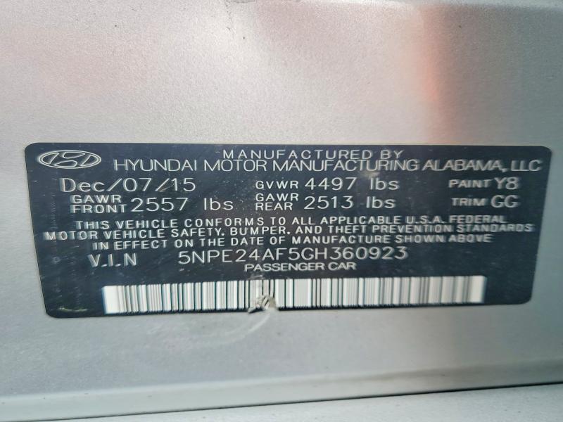 Aukcja sprzedaży 2016 Hyundai Sonata, vin: 5NPE24AF5GH360923, numer aukcji: 55046706