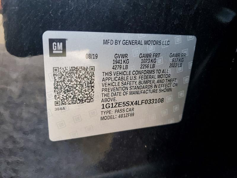 52553366 :رقم المزاد ، 1G1ZE5SX4LF033108 vin ، 2020 Chevrolet Malibu مزاد بيع