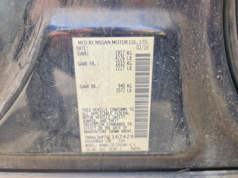 54483936 :رقم المزاد ، 1N4AL3AP7GC167429 vin ، 2016 Nissan Altima مزاد بيع