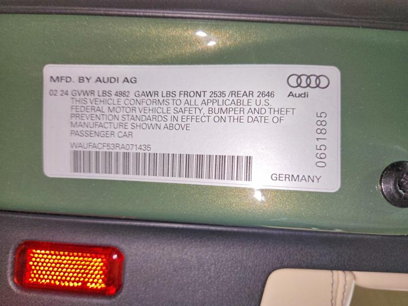 Продаж на аукціоні авто 2024 Audi A5, vin: WAUFACF53RA071435, номер лоту: 54659086