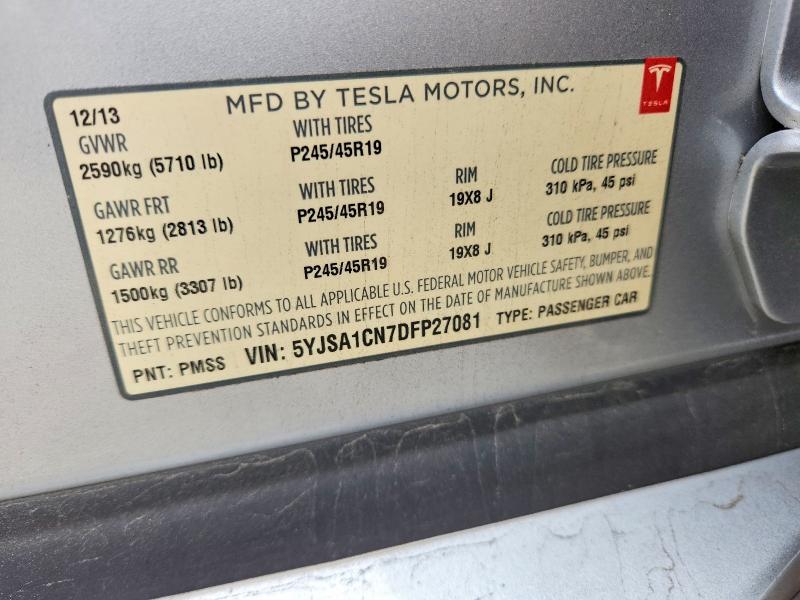 Продажа на аукционе авто 2013 Tesla Model S, vin: 5YJSA1CN7DFP27081, номер лота: 53245426