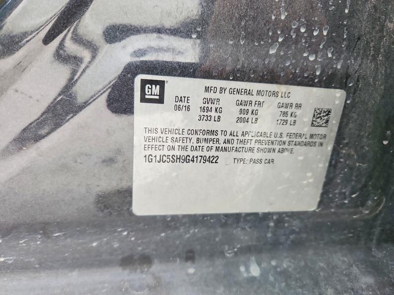 Aukcja sprzedaży 2016 Chevrolet Sonic, vin: 1G1JC5SH9G4179422, numer aukcji: 54993706