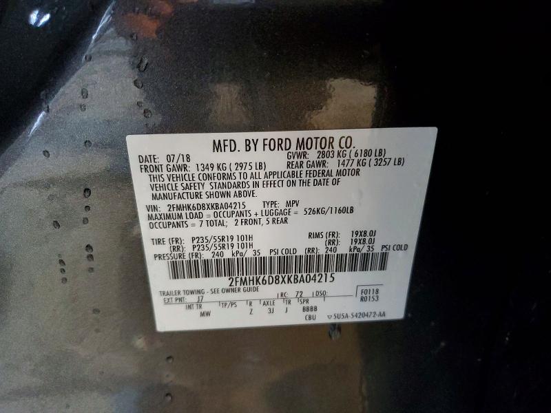 Aukcja sprzedaży 2019 Ford Flex, vin: 2FMHK6D8XKBA04215, numer aukcji: 54474816