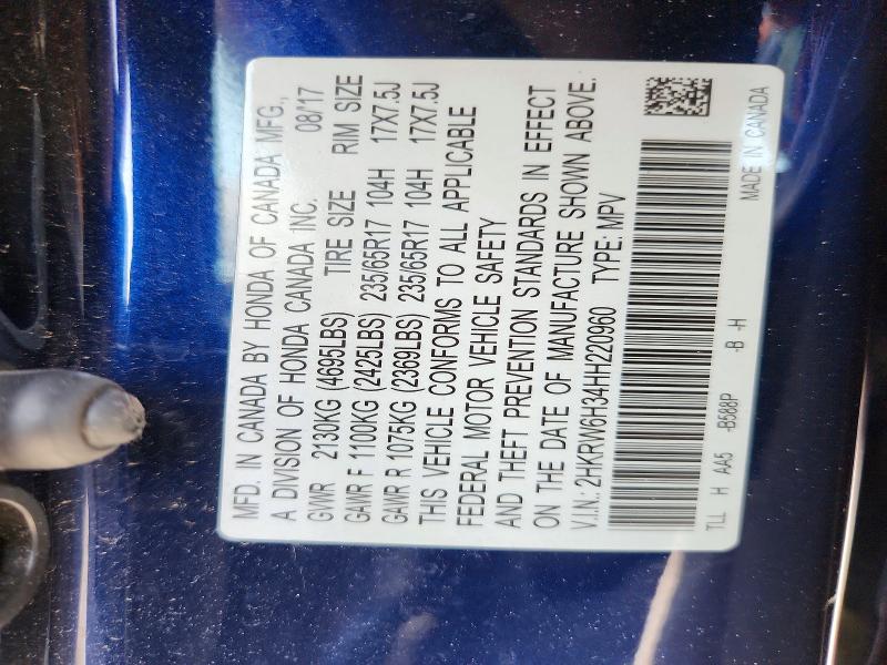 Aukcja sprzedaży 2017 Honda Cr-v, vin: 2HKRW6H34HH220960, numer aukcji: 53413306