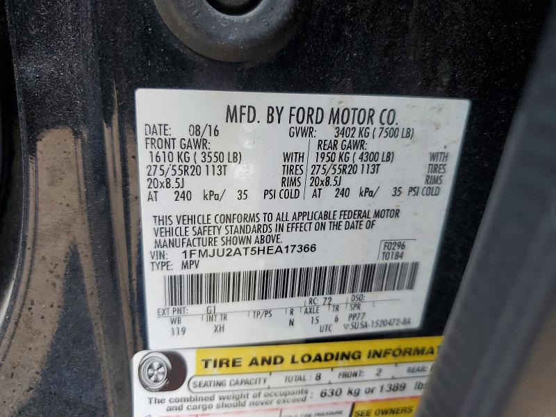 2017 Ford Expedition მანქანა იყიდება აუქციონზე, vin: 1FMJU2AT5HEA17366, აუქციონის ნომერი: 53423476