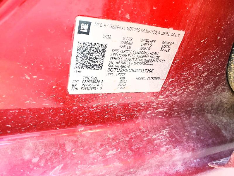 Aukcja sprzedaży 2018 Gmc Sierra, vin: 3GTU2PEC8JG317206, numer aukcji: 53182766