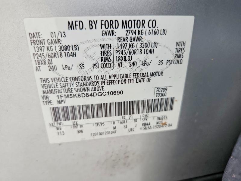 2013 Ford Explorer მანქანა იყიდება აუქციონზე, vin: 1FM5K8D84DGC10690, აუქციონის ნომერი: 55697556