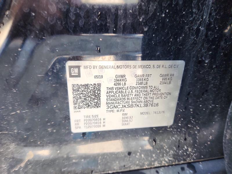 52684306 :رقم المزاد ، 3GNCJKSB7KL387616 vin ، 2019 Chevrolet Trax مزاد بيع