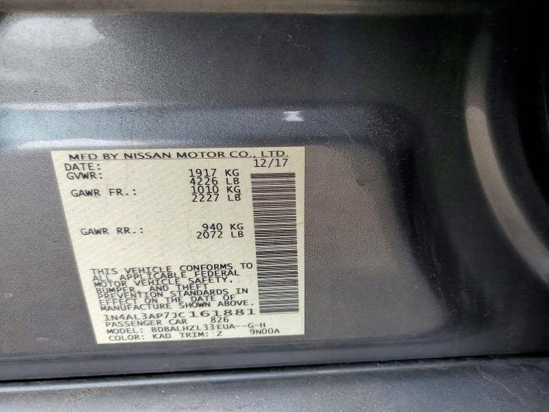 53187736 :رقم المزاد ، 1N4AL3AP7JC161881 vin ، 2018 Nissan Altima مزاد بيع