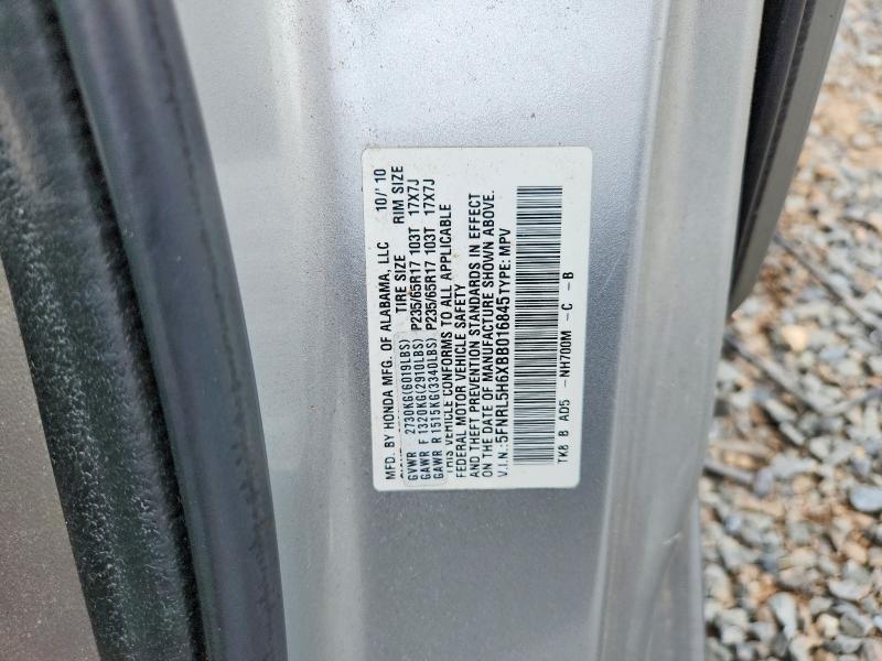 55121836 :رقم المزاد ، 5FNRL5H6XBB016845 vin ، 2011 Honda Odyssey مزاد بيع
