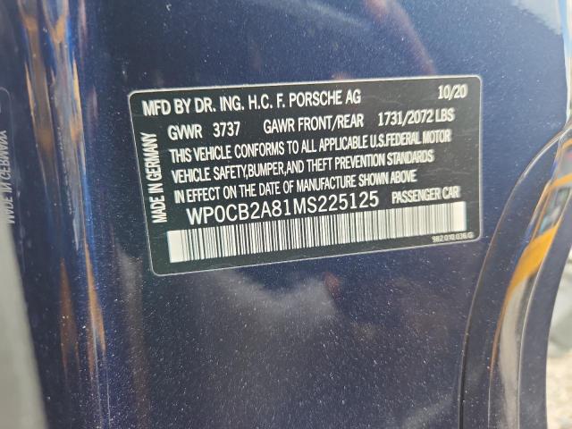 Aukcja sprzedaży 2021 Porsche Boxster, vin: WP0CB2A81MS225125, numer aukcji: 54370426