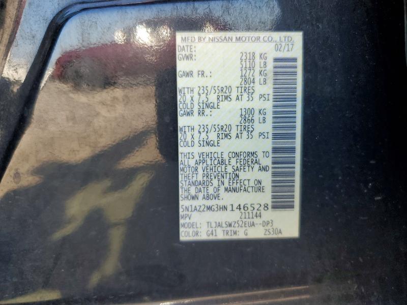 Продаж на аукціоні авто 2017 Nissan Murano, vin: 5N1AZ2MG3HN146528, номер лоту: 54250196