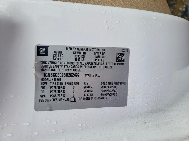 Продаж на аукціоні авто 2011 Chevrolet Tahoe, vin: 1GNSKCE02BR262492, номер лоту: 52677566