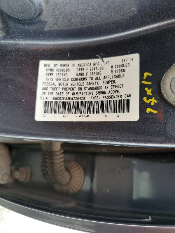 Aukcja sprzedaży 2014 Honda Accord, vin: 1HGCR2F38EA236429, numer aukcji: 52148456