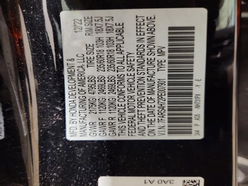 52744666 :رقم المزاد ، 7FARS4H72PE007901 vin ، 2023 Honda Cr-v مزاد بيع