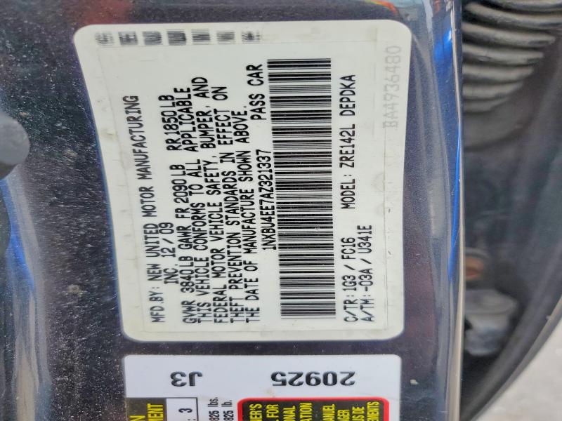 53052416 :رقم المزاد ، 1NXBU4EE7AZ321337 vin ، 2010 Toyota Corolla مزاد بيع