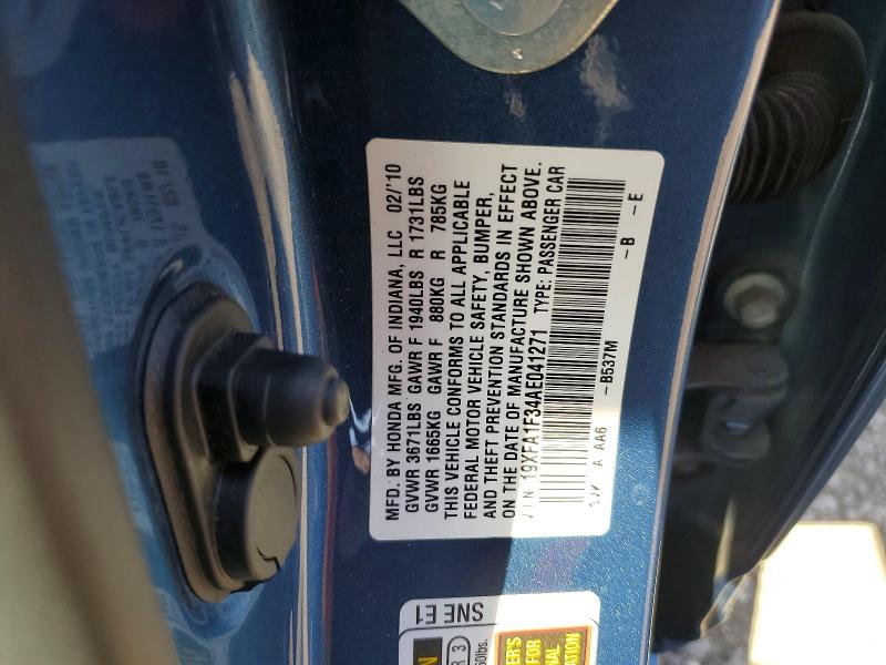 Продажа на аукционе авто 2010 Honda Civic, vin: 19XFA1F34AE041271, номер лота: 52952146