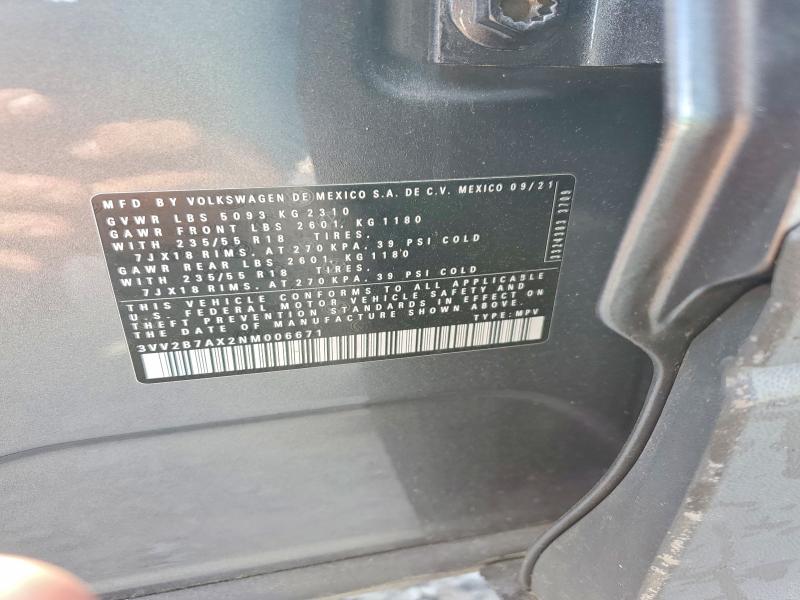 Продаж на аукціоні авто 2022 Volkswagen Tiguan, vin: 3VV2B7AX2NM006671, номер лоту: 53159076