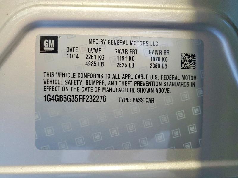 Продажа на аукционе авто 2015 Buick Lacrosse, vin: 1G4GB5G35FF232276, номер лота: 53313636