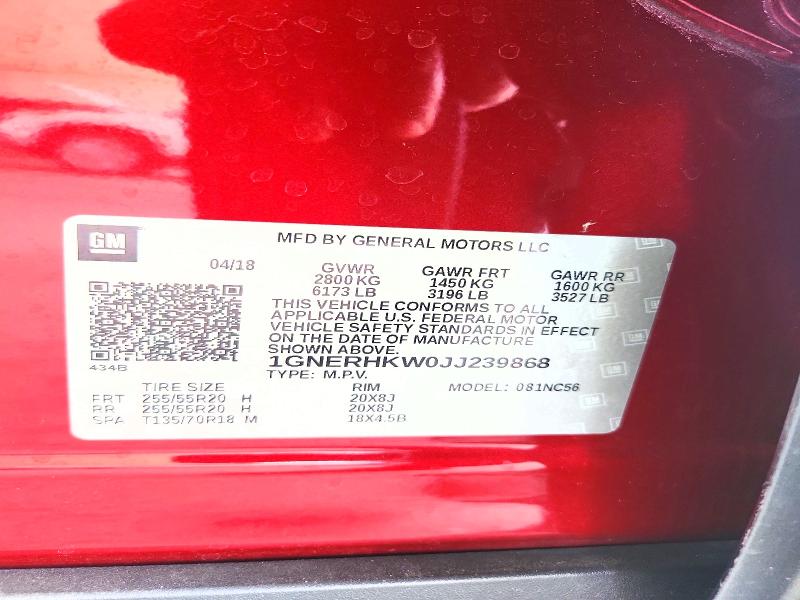 Aukcja sprzedaży 2018 Chevrolet Traverse, vin: 1GNERHKW0JJ239868, numer aukcji: 51680926