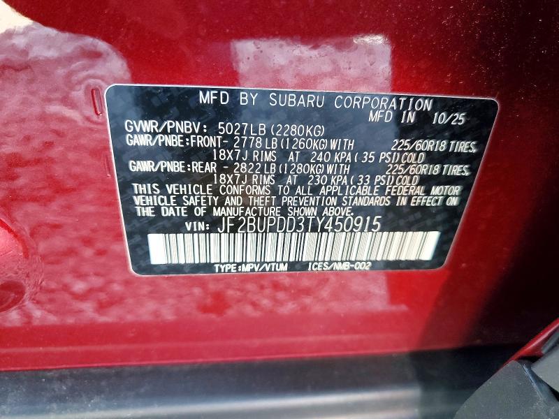 53156706 :رقم المزاد ، JF2BUPDD3TY450915 vin ، 2026 Subaru Outback مزاد بيع