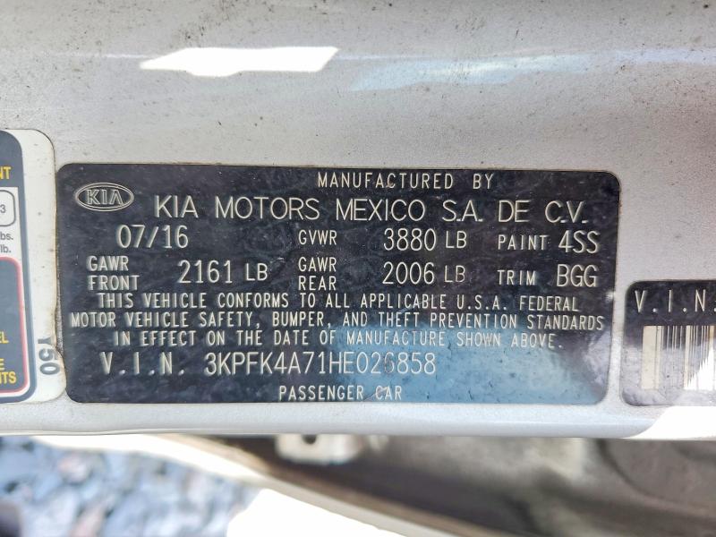 54979296 :رقم المزاد ، 3KPFK4A71HE026858 vin ، 2017 Kia Forte مزاد بيع