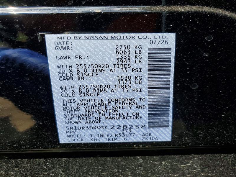 Продажа на аукционе авто 2026 Nissan Pathfinder, vin: 5N1DR3DK0TC228258, номер лота: 51375946