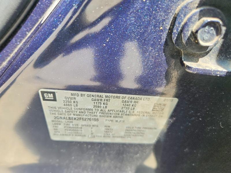 2015 Chevrolet Equinox მანქანა იყიდება აუქციონზე, vin: 2GNALBEK2F6276155, აუქციონის ნომერი: 55010576