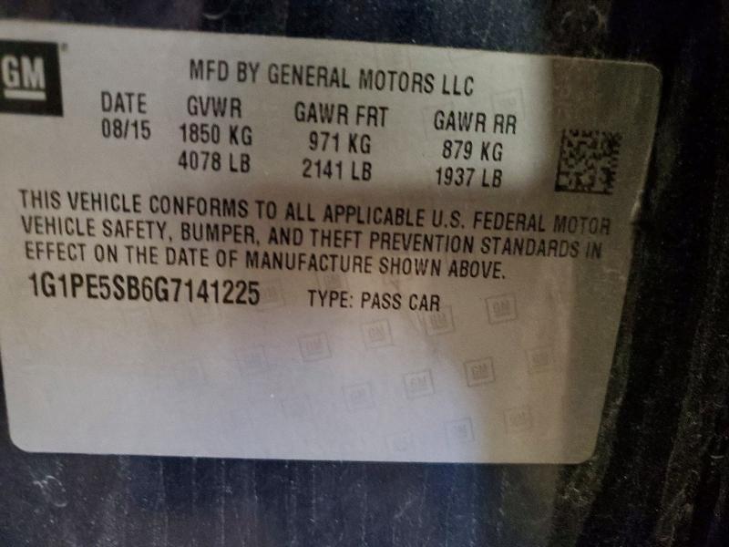 Продажа на аукционе авто 2016 Chevrolet Cruze Limited, vin: 1G1PE5SB6G7141225, номер лота: 54302146