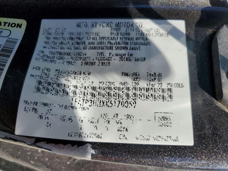 54335216 :رقم المزاد ، 1FATP8UHXK5170059 vin ، 2019 Ford Mustang مزاد بيع