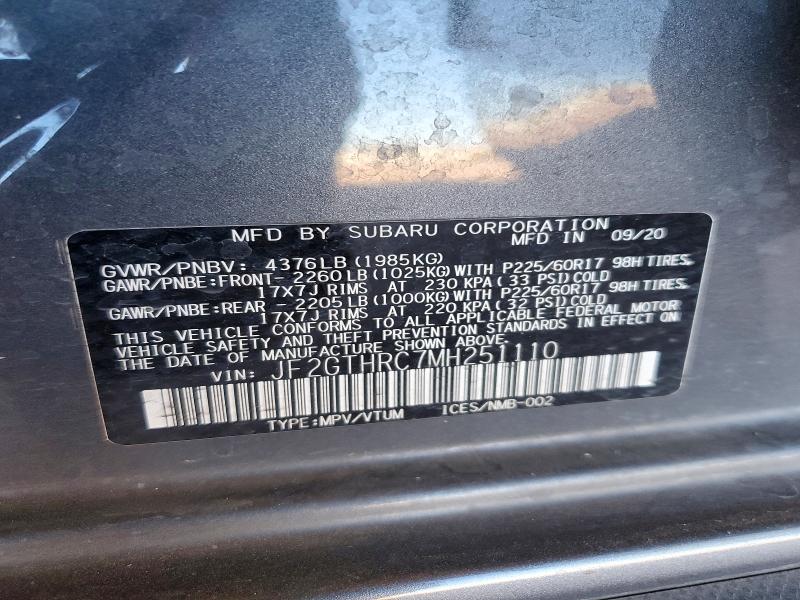 Продаж на аукціоні авто 2021 Subaru Crosstrek, vin: JF2GTHRC7MH251110, номер лоту: 52433816