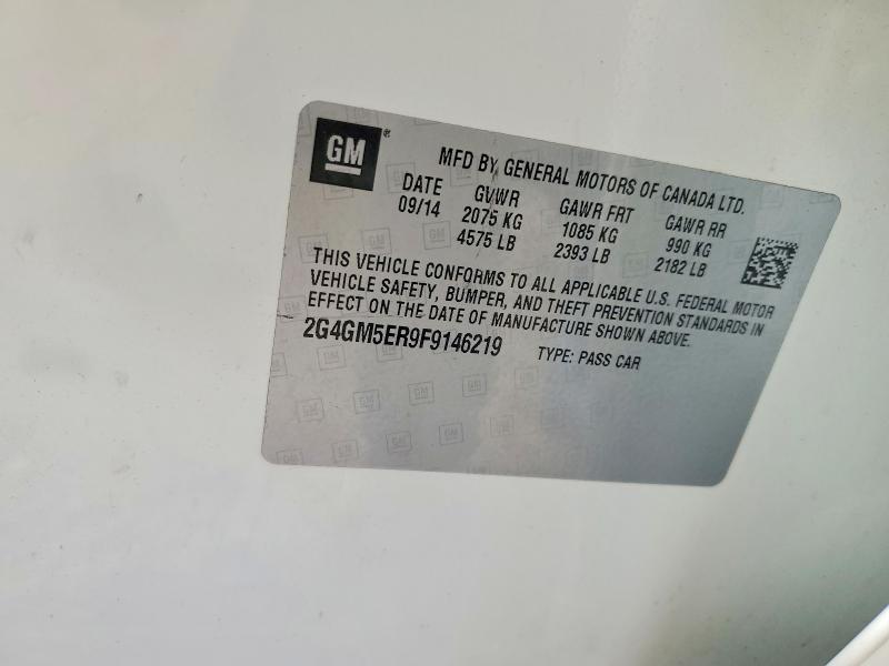 2015 Buick Regal მანქანა იყიდება აუქციონზე, vin: 2G4GM5ER9F9146219, აუქციონის ნომერი: 52210796