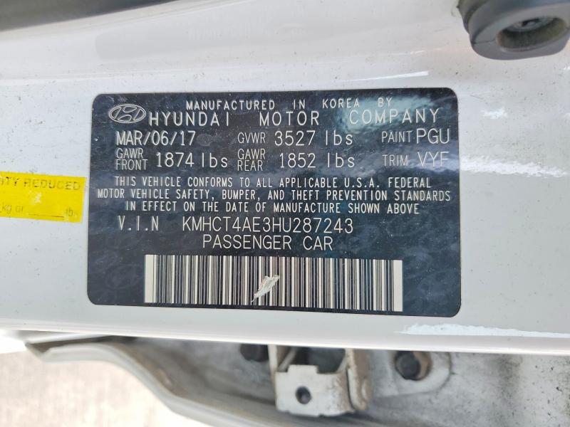 Aukcja sprzedaży 2017 Hyundai Accent, vin: KMHCT4AE3HU287243, numer aukcji: 54138066