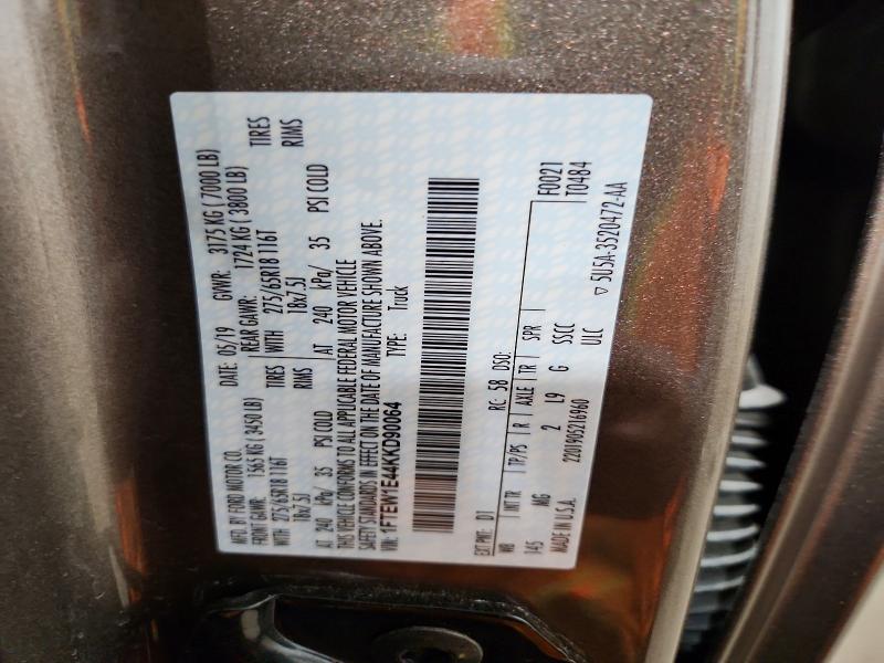 52753516 :رقم المزاد ، 1FTEW1E44KKD90064 vin ، 2019 Ford F150 مزاد بيع