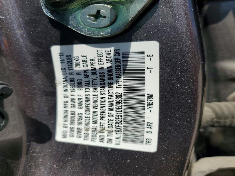 Продажа на аукционе авто 2013 Honda Civic, vin: 19XFB2E51DE099302, номер лота: 53835886