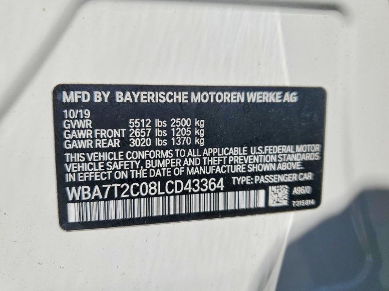 Aukcja sprzedaży 2020 Bmw 740, vin: WBA7T2C08LCD43364, numer aukcji: 53283346