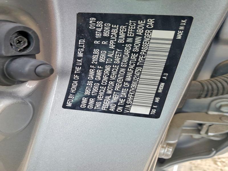 Продажа на аукционе авто 2019 Honda Civic, vin: SHHFK7H36KU214750, номер лота: 53474866