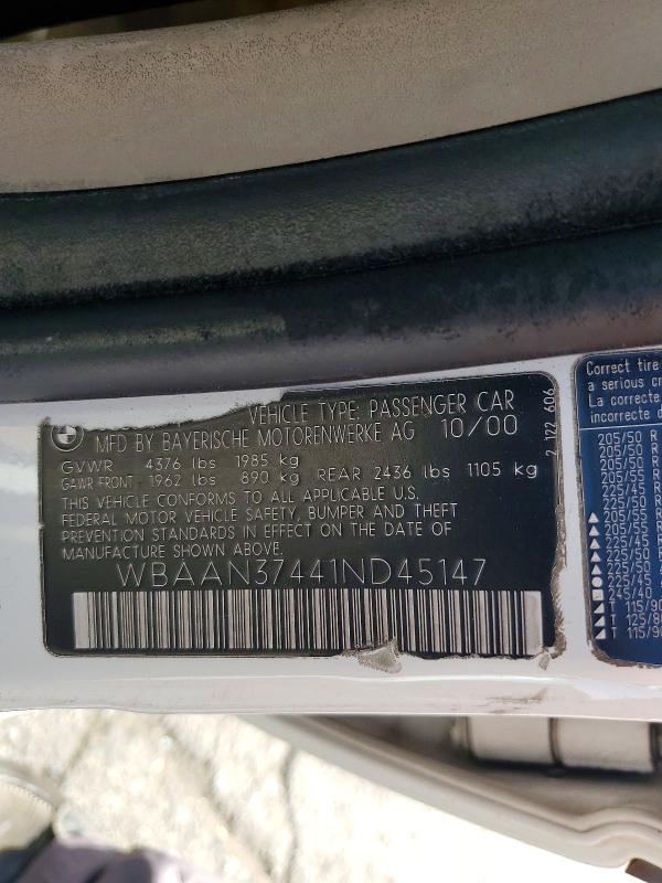 Продажа на аукционе авто 2001 Bmw 325 I, vin: WBAAN37441ND45147, номер лота: 53333896