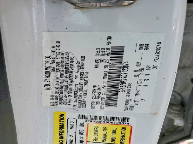 Aukcja sprzedaży 2013 Ford Fusion, vin: 3FA6P0K99DR123874, numer aukcji: 53191606