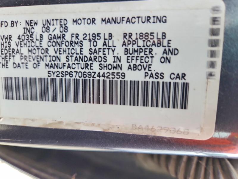 2009 Pontiac Vibe მანქანა იყიდება აუქციონზე, vin: 5Y2SP67069Z442559, აუქციონის ნომერი: 55442396