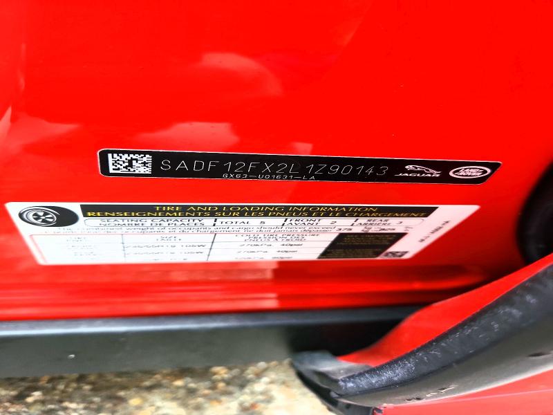 52153046 :رقم المزاد ، SADF12FX2L1Z90143 vin ، 2020 Jaguar E-pace مزاد بيع