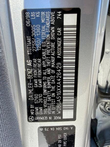 Продажа на аукционе авто 1999 Mercedes-benz S, vin: WDBGA51GXXA426429, номер лота: 53252546